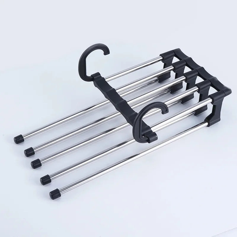 1PC Telescopic Folding Pants Rack, Multi-layer Pants Rack, Pants Hanger, Household Magic Pants Clip, Wardrobe Storage Peaceful Pleasures Health and Wellness Black XL