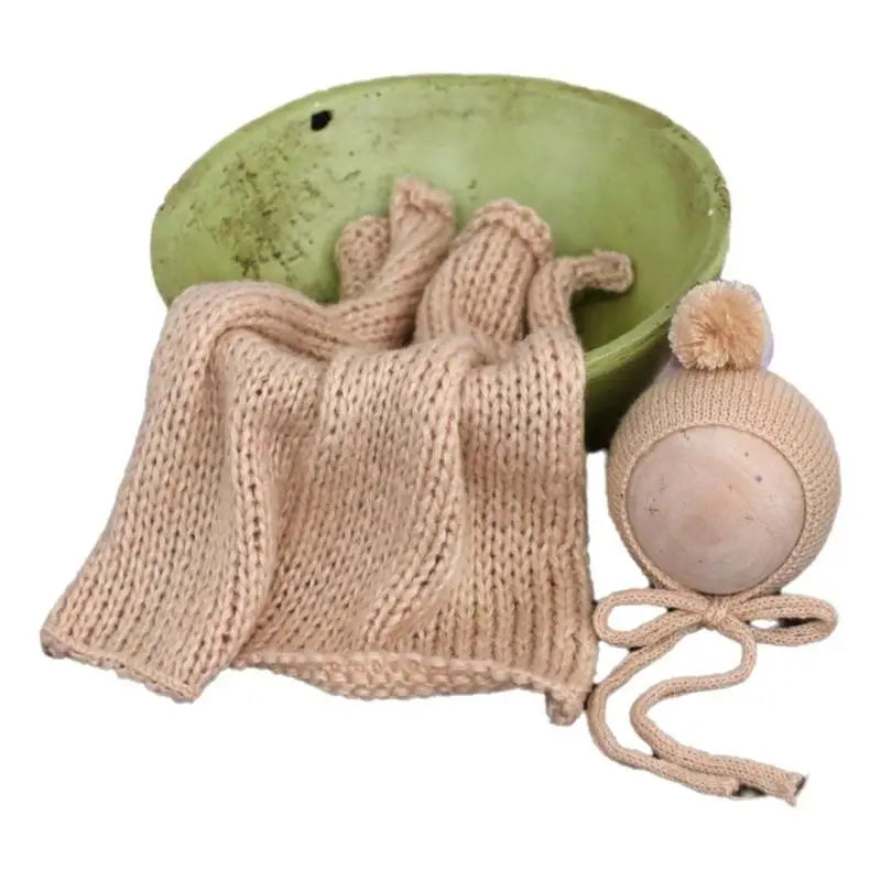 Newborn Photography Props – Mohair Hat & Wrap Blanket Set
