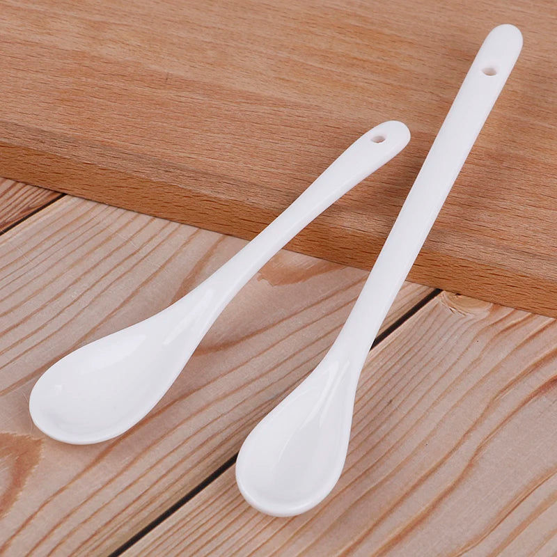 White Ceramic Porcelain Spoons – Coffee Tea Dessert Cutlery