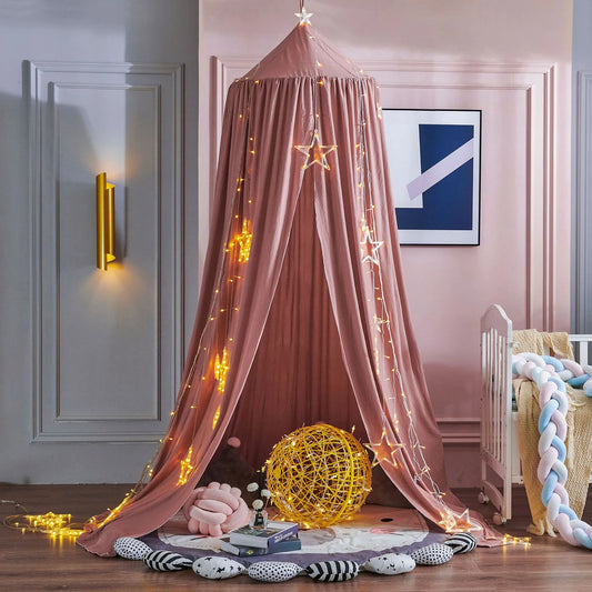 Battilo Kids Bed Canopy | Round Mosquito Net for Boys & Girls Kids Bed Canopy Peaceful Pleasures Health and Wellness Dark Pink1 65x270cm