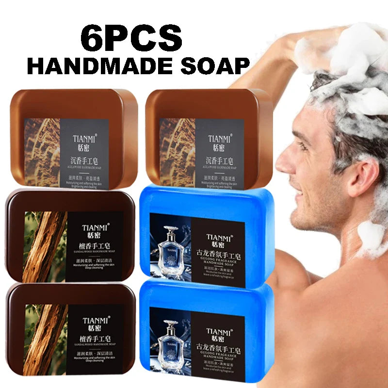 Men's 3-in-1 Agarwood Cologne Handmade Soap – Face Hair Body