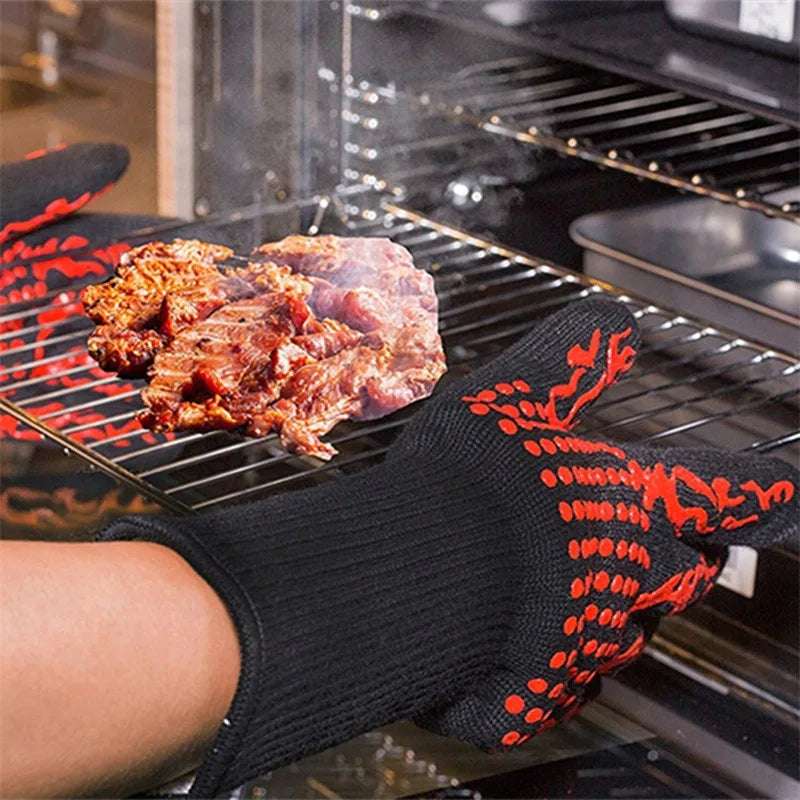 Heat Resistant BBQ Gloves Up to 932℉ Fireproof Oven Mitts with Anti Slip Grip for Grilling Baking Cooking Kitchen Safety Peaceful Pleasures Health and Wellness