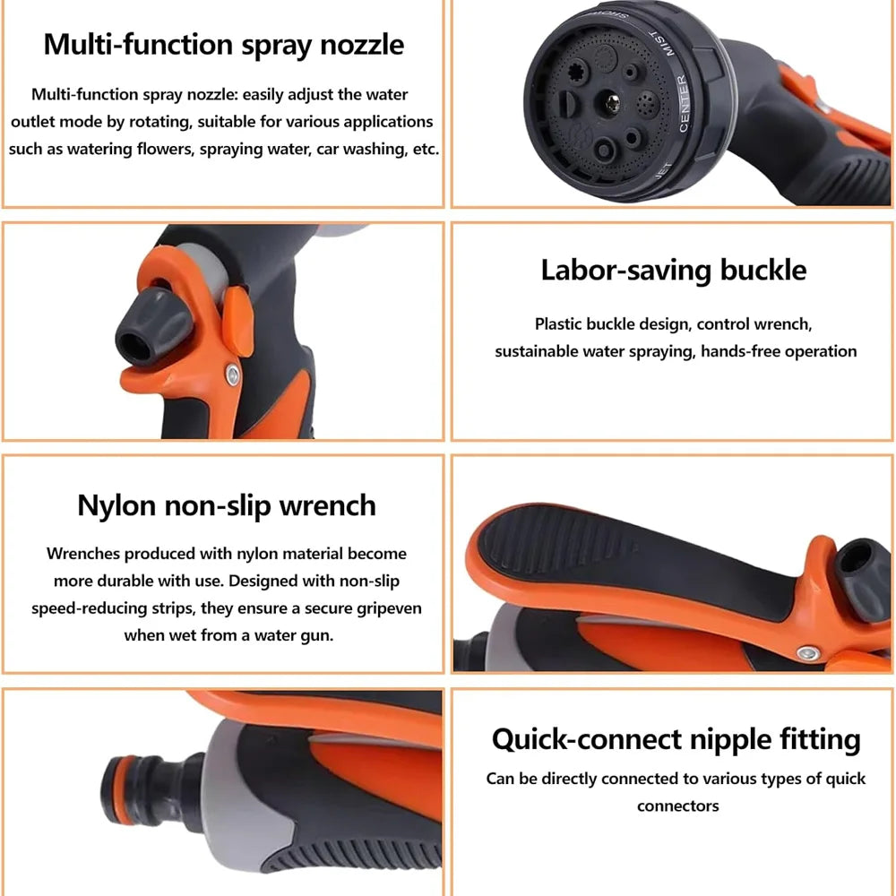 8 Styles Adjustable Lawn Irrigation Sprinklers High Pressure Watering Tubeing Sprayer Water Gun for Car Cleaning Garden Hose Peaceful Pleasures Health and Wellness