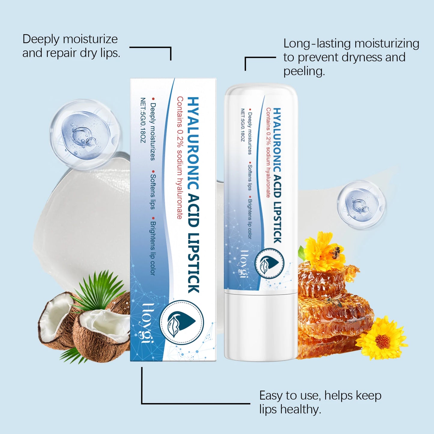 Hyaluronic Acid Lip Balm – Moisturizing & Anti-Crack (1/2/3 Pack)