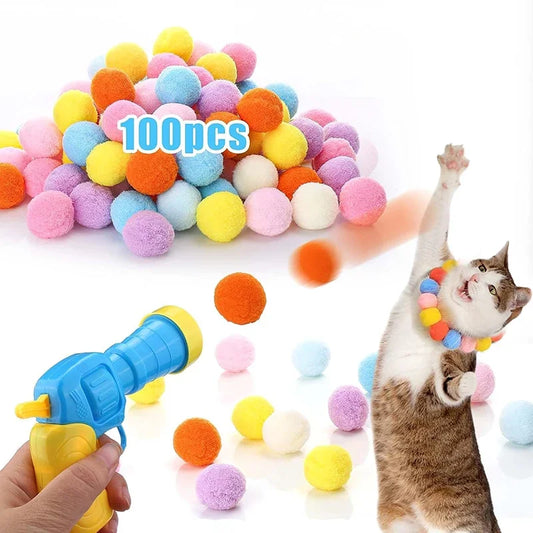 Interactive Cat Ball Launcher Toy – Plush Stretch Balls for Kittens Interactive Cat Toy Oasis Select