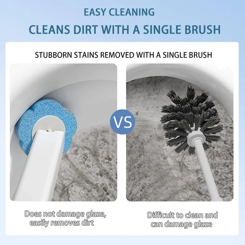 Disposable Toilet Brush Kit – Long Handle & 360° Cleaning Heads