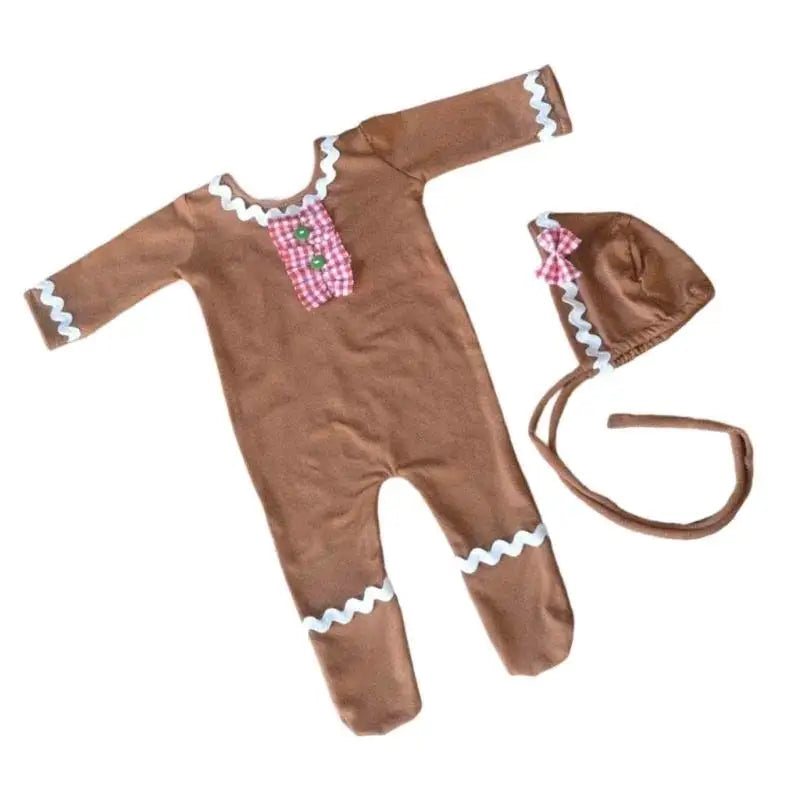 Christmas Newborn Photography Romper & Hat Set | 0–6M Baby