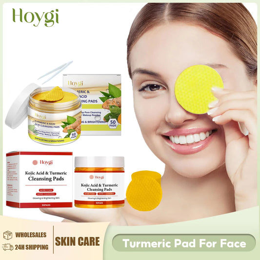 Turmeric Kojic Cleansing Pads for Face Fade Dark Spots Brighten Exfoliating Shrink Pores Oil Control Brighten Cleanser Skin Care Peaceful Pleasures Health and Wellness
