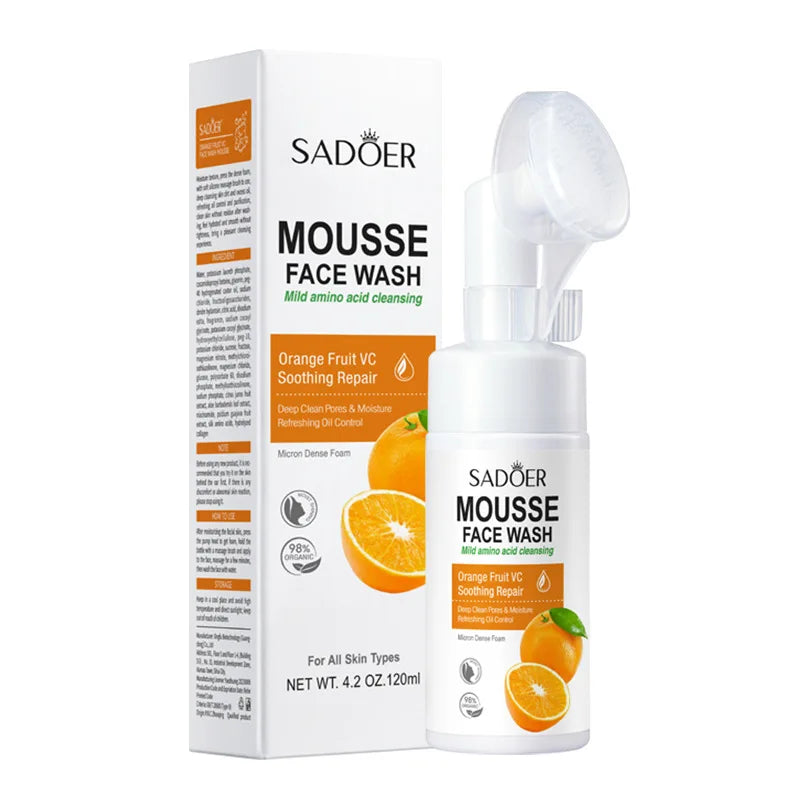 SAODER Fruit Foam Facial Cleanser – Korean Moisturizing Face Wash Foaming Facial Cleanser Peaceful Pleasures Health and Wellness Orange