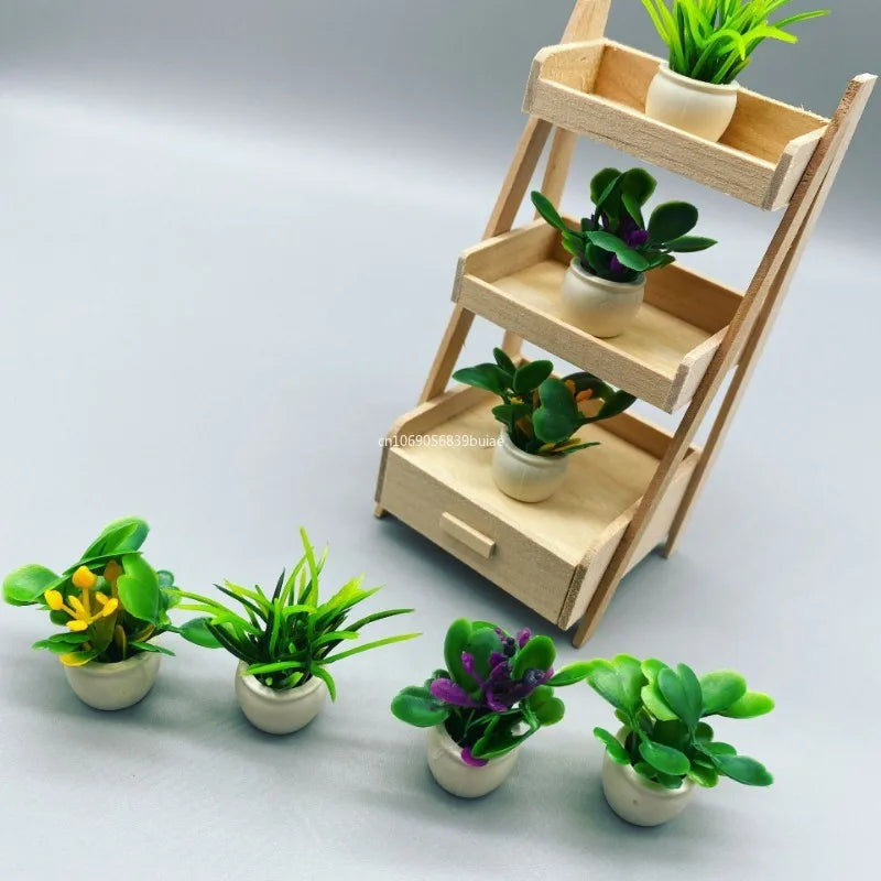Furniture Potted Miniature Artificial Tiny Bonsai Model Mini Flowerpot Fake Succulent Plant Greenery Ornament Fairy Garden Gnome Peaceful Pleasures Health and Wellness