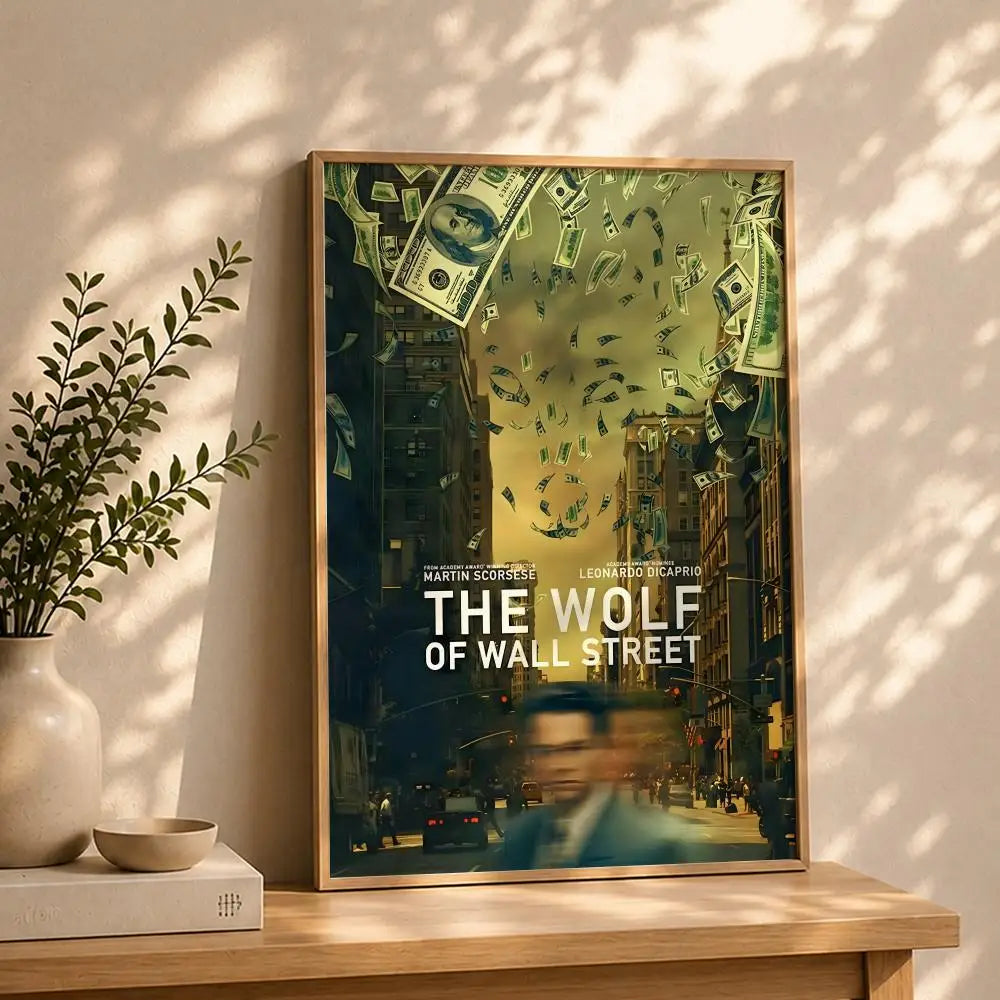 Movie T-The Wolf of Wall StreetS Poster HD Self Adhesive Waterproof Wall Art Ideal for Home Office Dorm Bedroom Great Gift Peaceful Pleasures Health and Wellness