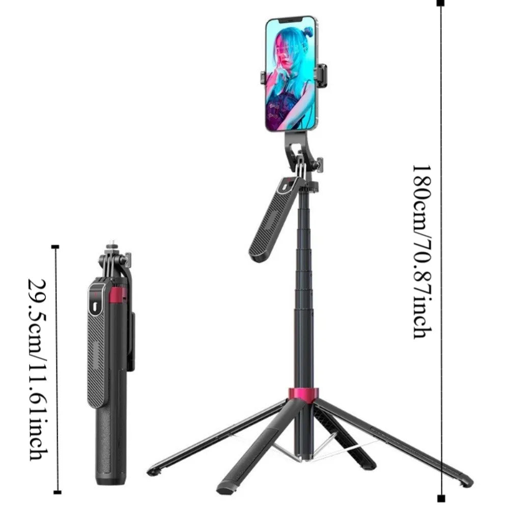 1.8m Telescopic Selfie Stick Tripod with Bluetooth & 4-Leg Stand