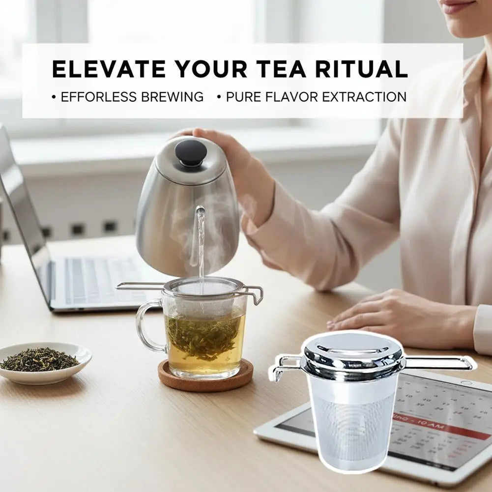 Stainless Steel Tea Infuser with Lid | Fine Mesh Loose Leaf