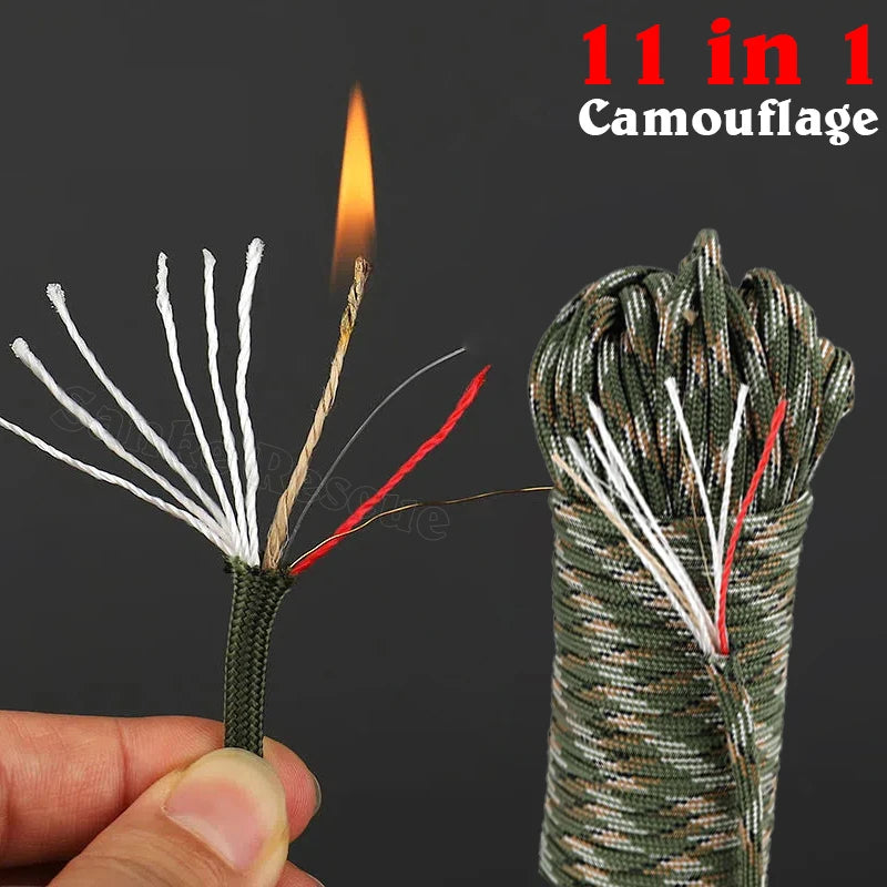 6 kindling 550 33-100FT 10-core paracord 4mm outdoor Camping Survival tool fit PE fire rope fishing cotton line Parachute Hiking Peaceful Pleasures Health and Wellness Camouflage 100FT