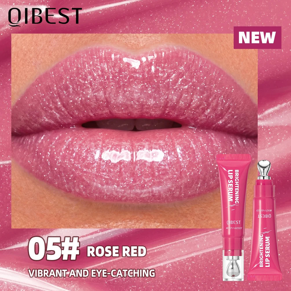 QIBEST Moisturizing Lip Lotion Mirror Pearl Lipgloss Volumizing Lip Glaze Natural Lip Tint Gloss Moisturizing Jelly Lip Stain Peaceful Pleasures Health and Wellness 05 Rose Red