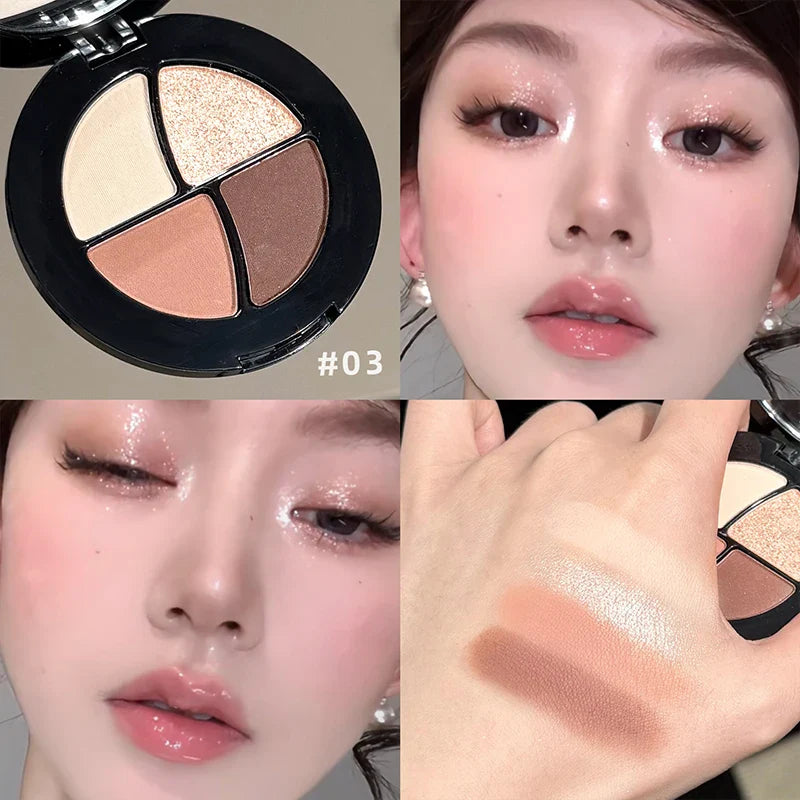 Art Value 4-Color Eyeshadow Palette – Glitter, Shimmer & Matte