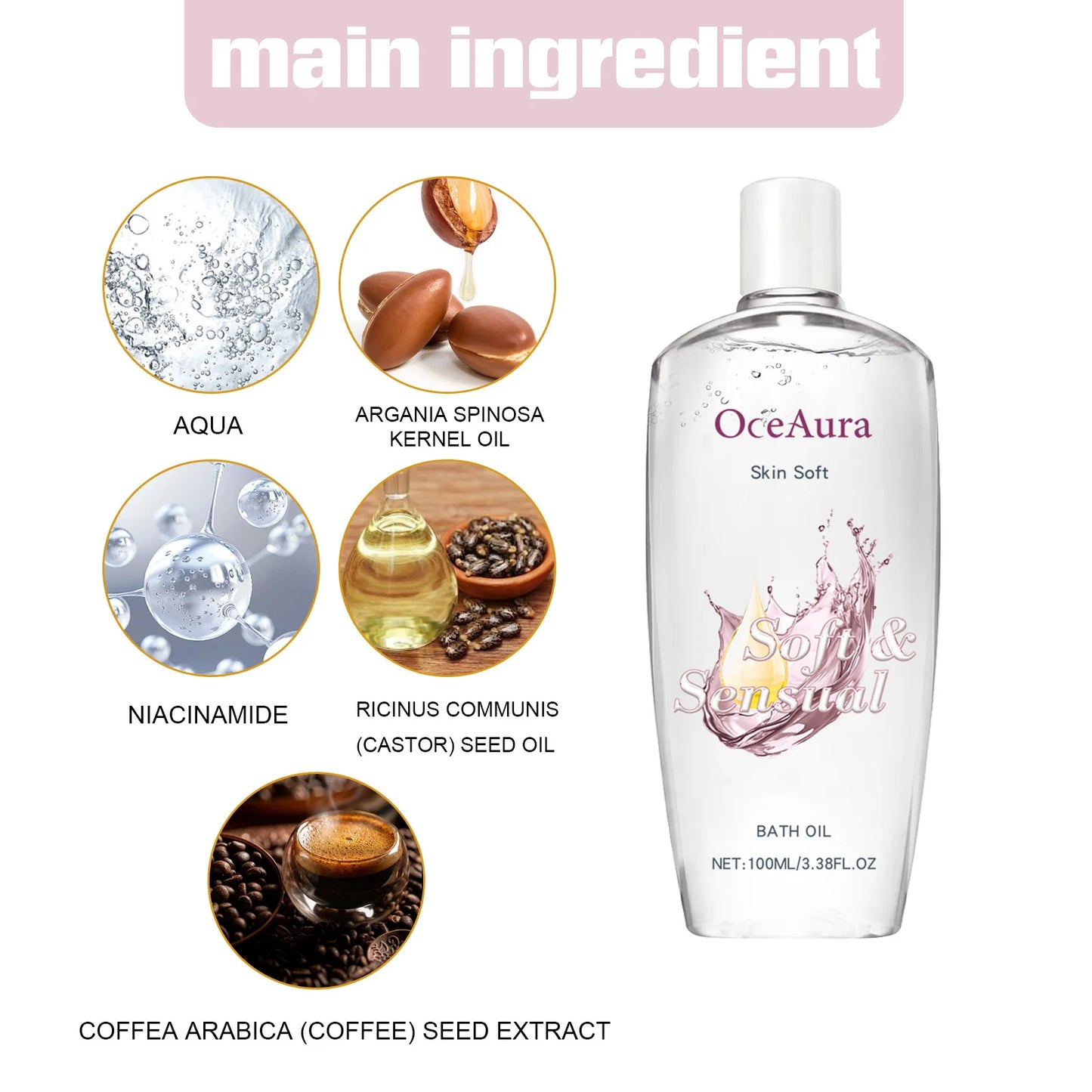 OceAura Body Moisturizing Oil – Brightening Dry Skin Care 3.38oz