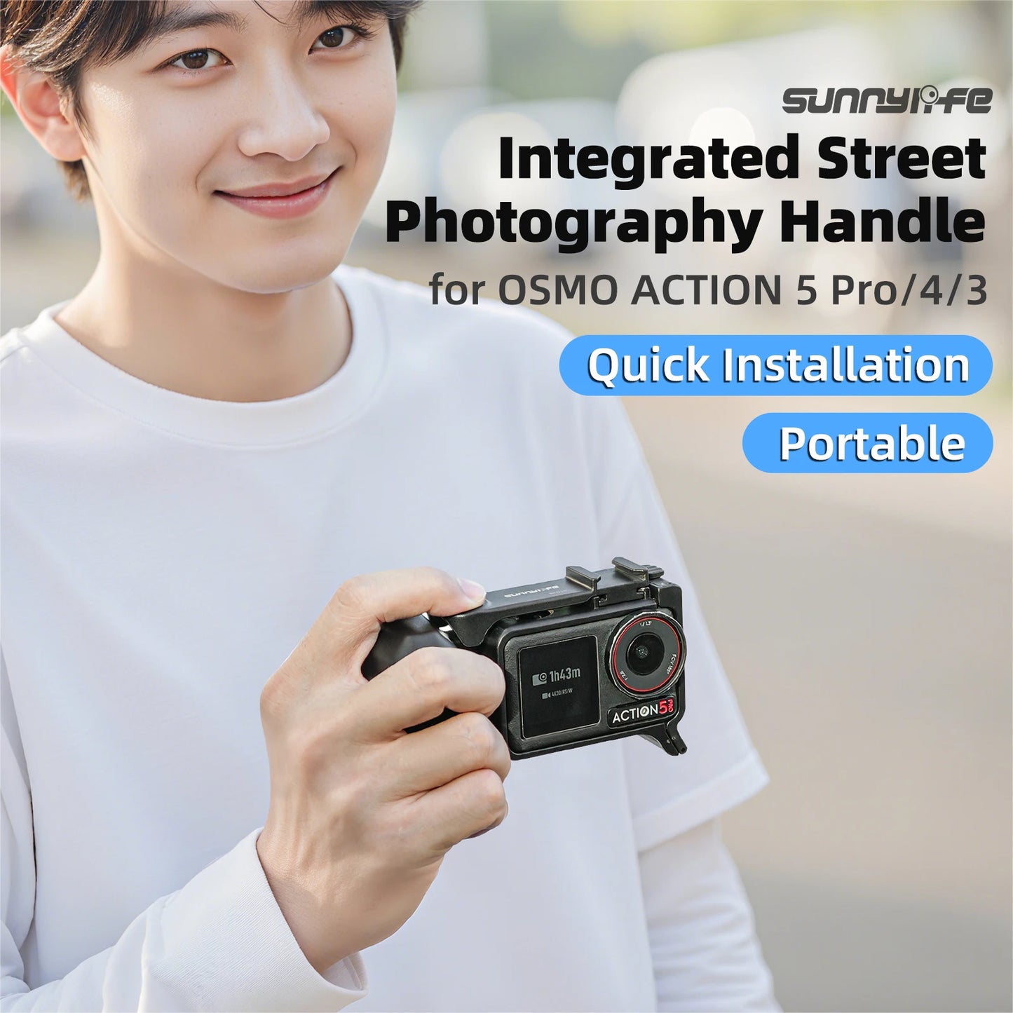 Finger Placement With Ergonomic Design For DJI Action 5 Pro/4/3 Street Shot Handle Frame Protective Case Wider Peaceful Pleasures Health and Wellness