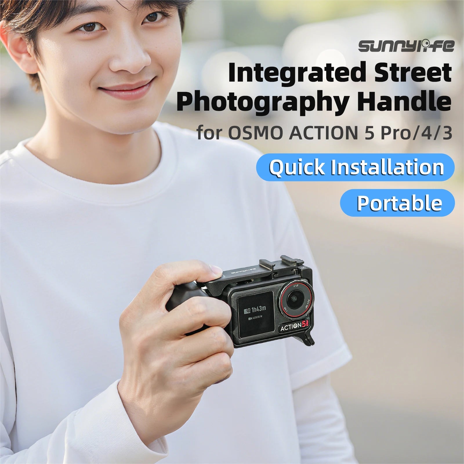 Finger Placement With Ergonomic Design For DJI Action 5 Pro/4/3 Street Shot Handle Frame Protective Case Wider Peaceful Pleasures Health and Wellness