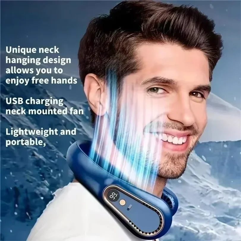 Bladeless Neck Fan USB Rechargeable 5-Speed LED Display