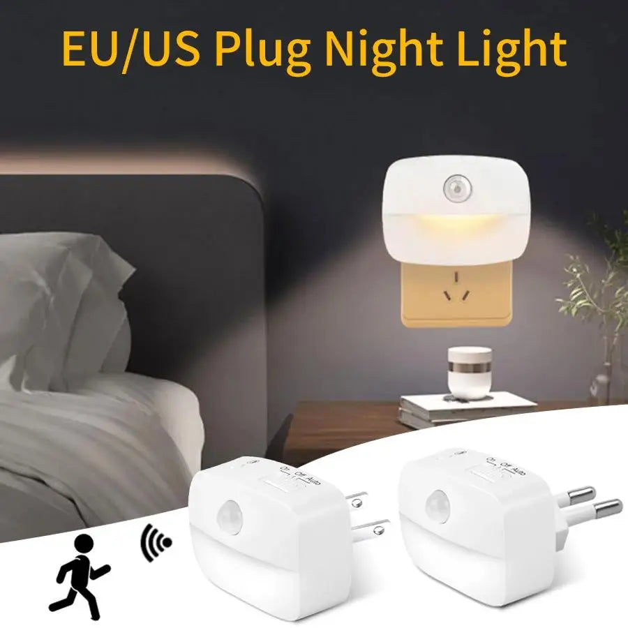 1/2/4pcs LED Night Light US EU Plug in Motion Sensor Light 220V 110V Wall Lamp for Home Hallway Stair Kitchen Bedroom Night Lamp Peaceful Pleasures Health and Wellness