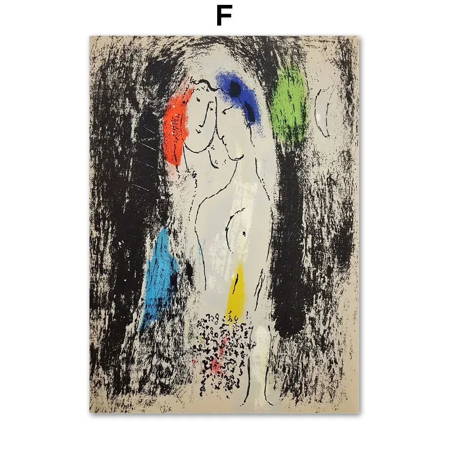 Scandinavian Minimalist Wall Art Marc Chagall Surrealism Abstract HD Canvas Poster Print Home Bedroom Living Room Decoration Peaceful Pleasures Health and Wellness F 30x40cm Unframed
