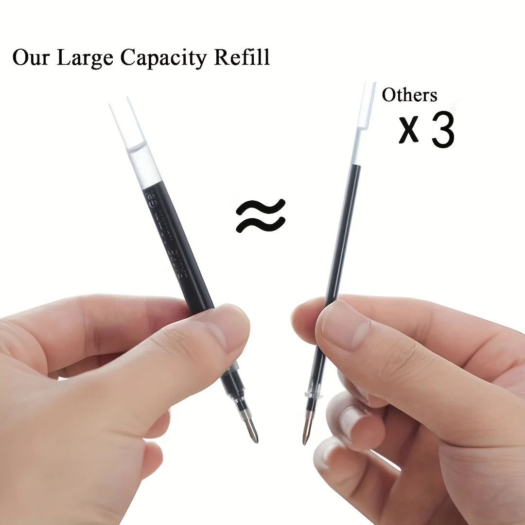 12-Pack Black Gel Pens with 10 Refills | Quick-Dry Medium Point