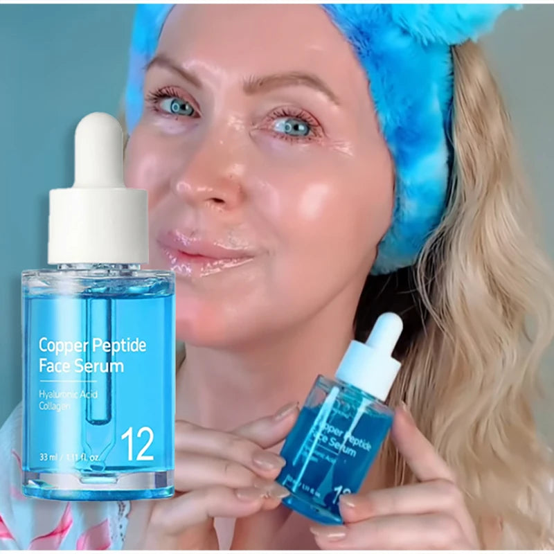Copper Peptide Face Serum 33ml With Hyaluronic Acid Collagen Deeply Hydrating Nourishing Facial Essence Daily Use Skincare Serum Peaceful Pleasures Health and Wellness