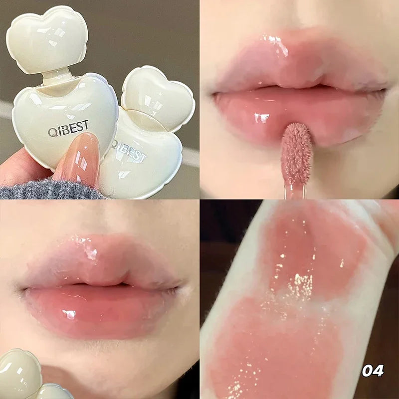 QIBEST Jelly Lipgloss Hydrating Lipstick Long Lasting Mirror Lip Gloss Tender Student Korean Cosmetics Lip Glaze Stain Makeup Peaceful Pleasures Health and Wellness 04