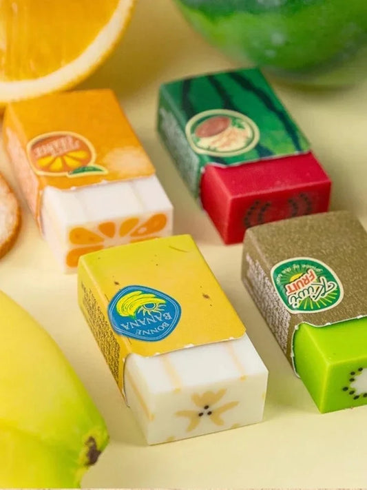 Japan Fruit Eraser Cute Watermelon Banana Kiwi Orange Kawaii Stationery Pomelo Durian Dragon Fruit Bamboo Vegetable Peaceful Pleasures Health and Wellness