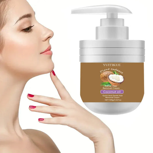 YUITIKUE Facial Hair Removal Cream 100g – Coconut Oil & Aloe Hair Removal Cream Oasis Select Default Title