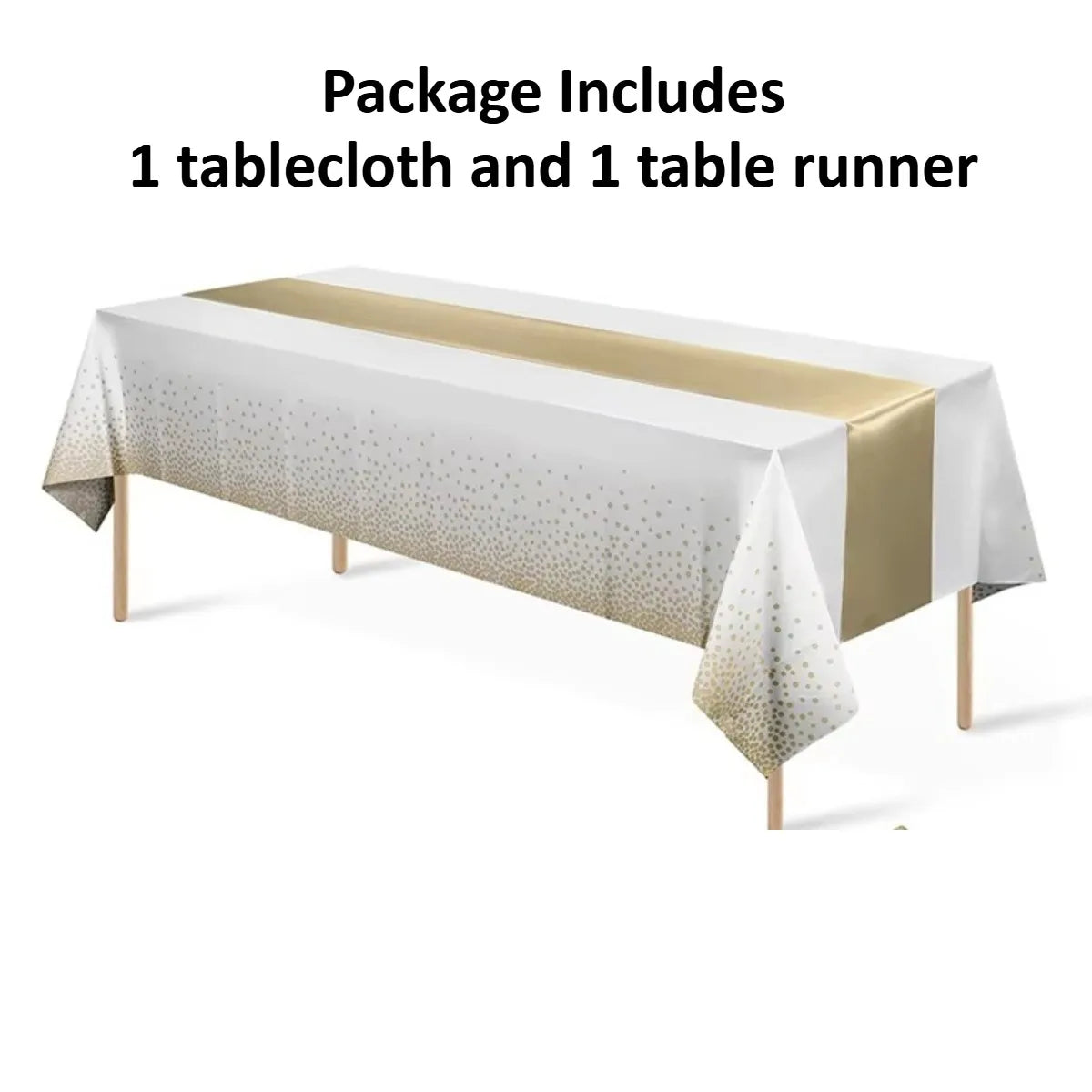 Polka Dot Tablecloth & Satin Table Runner Set for Parties