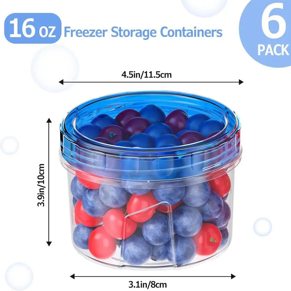 6-Piece Round Food Storage Containers with Lids | 16oz Meal Prep