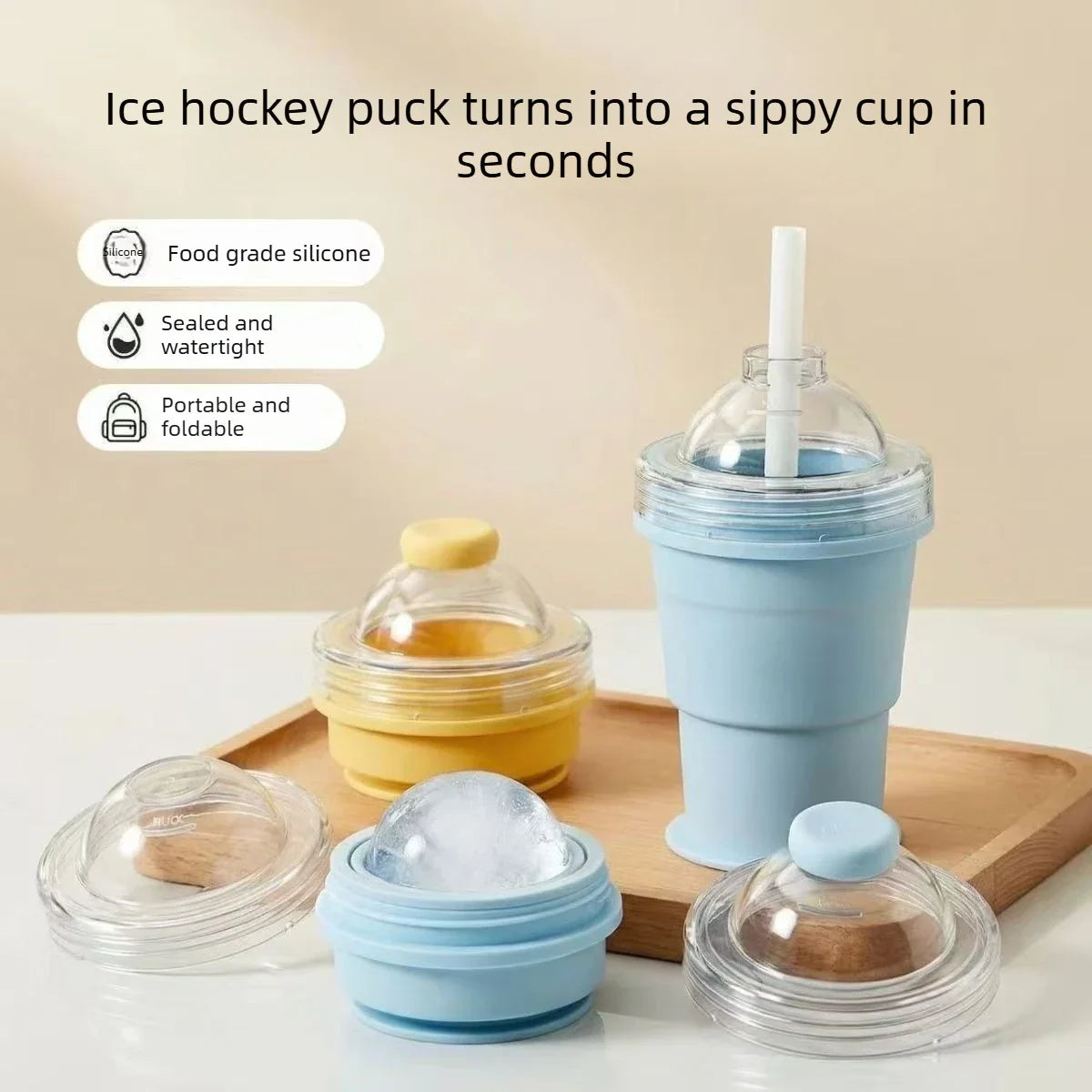 Foldable Silicone Ice Ball Maker Cup – BPA-Free Travel Mug