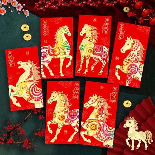 Chinese New Year Red Envelopes Year of the Horse – 6 Pack Holiday Gift Envelopes Oasis Select