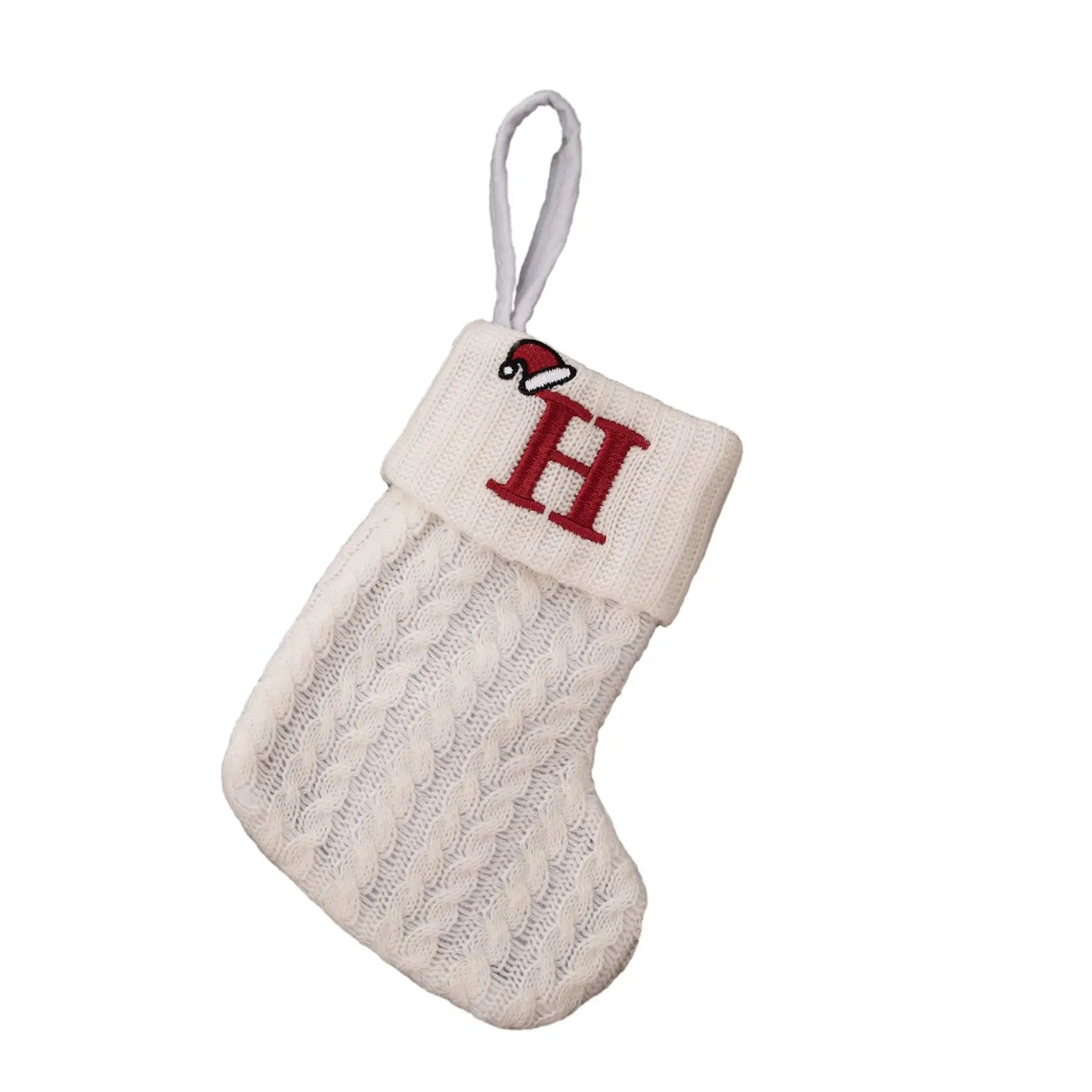 Knitted Christmas Stocking with Hanging Rope | Kids Candy Bag