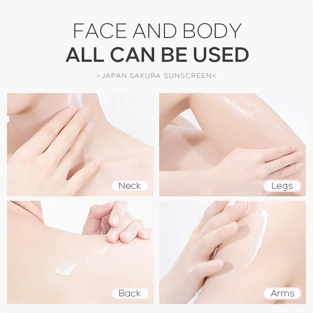 LAIKOU Japan Sakura Sunscreen SPF 50+ Brightening Sunblock Cream Face Body Moisturizing Isolating UV Protector 30g Peaceful Pleasures Health and Wellness