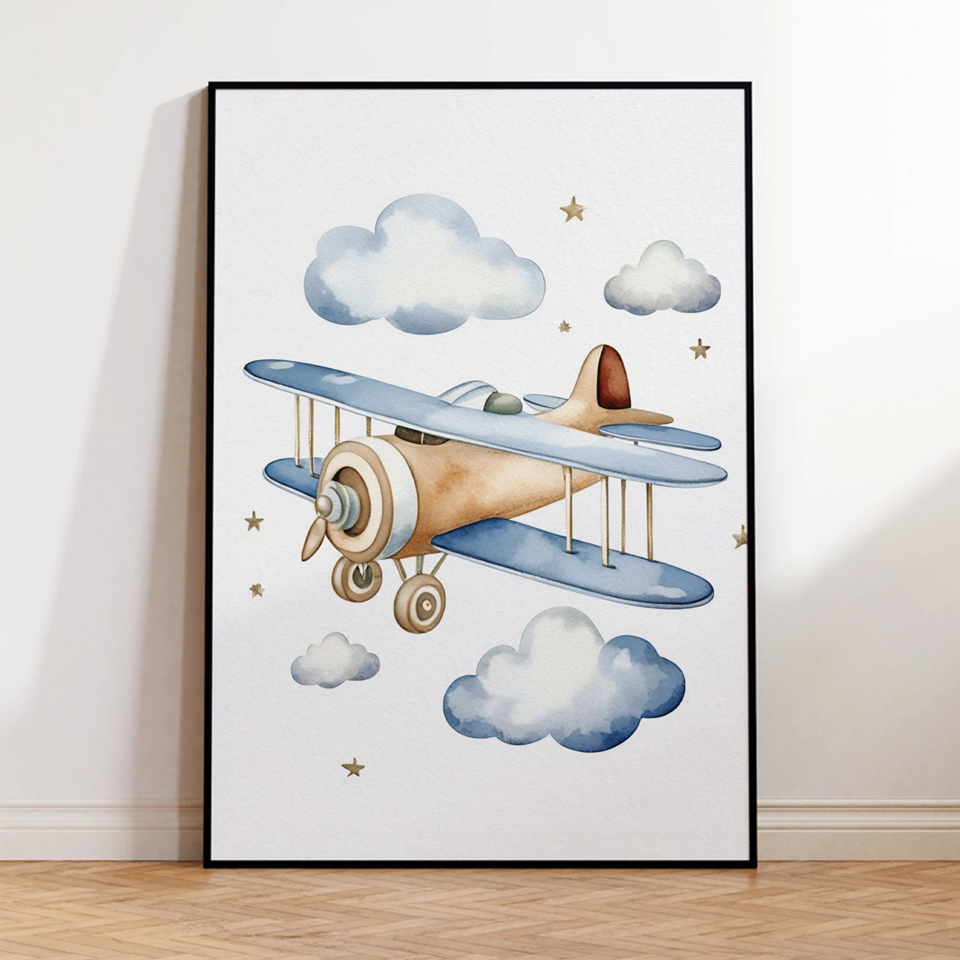 Cartoon Children Airplane Helicopter Hot Air Balloon Wall Art Prints Canvas Painting Poster Picture For Living Room Home Decor Peaceful Pleasures Health and Wellness G2476-2 40x60cm No Frame