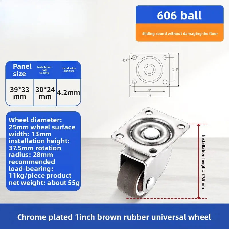 Soft Rubber Swivel Caster Wheels 1–2 Inch | Furniture & Trolleys