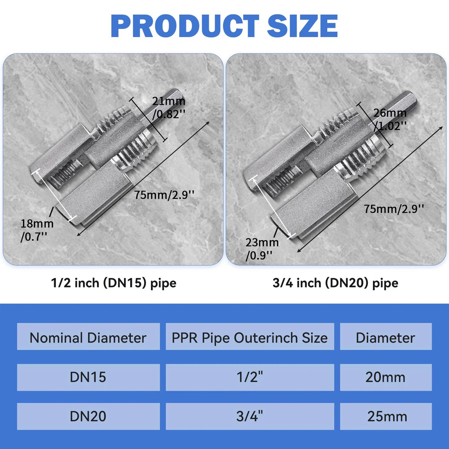 PPR/PVC Water Pipe Threader 20MM/25MM Tapping Tool Internal Thread External Thread Integrated Die Water Pipe Wire Opener Peaceful Pleasures Health and Wellness