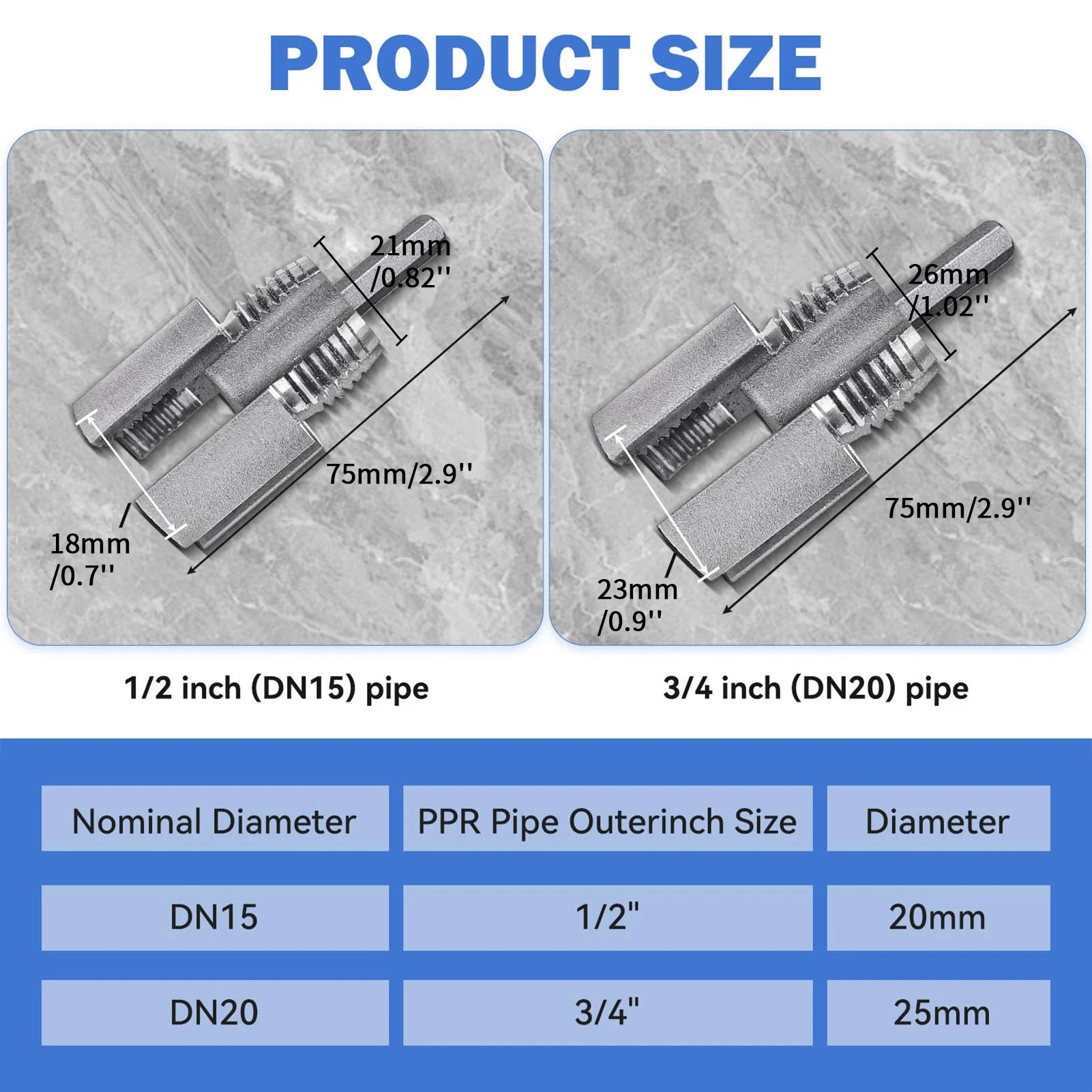 PPR/PVC Water Pipe Threader 20MM/25MM Tapping Tool Internal Thread External Thread Integrated Die Water Pipe Wire Opener Peaceful Pleasures Health and Wellness