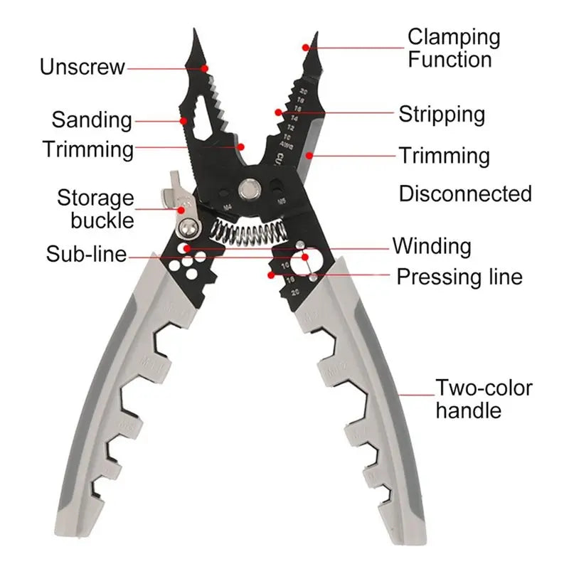 A36T-28 In 1 Multifunctional Wire Stripper Piler 8 Inch Wire Cutter Crimping Tool Cable Stripper Wiring Tools Hand Tool Peaceful Pleasures Health and Wellness