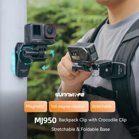 Sunnylife Magnetic Backpack Clip for DJI, GoPro & Insta360 Action Camera Mount Oasis Select