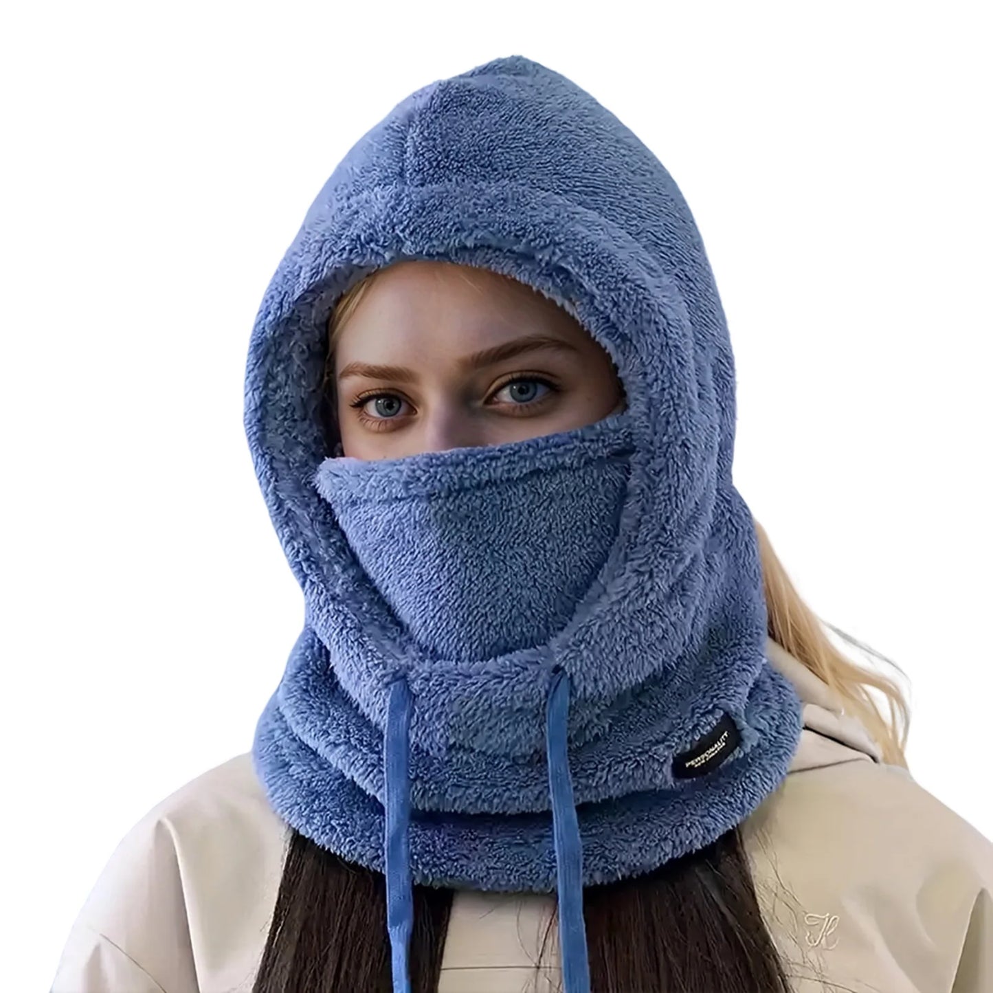 Windproof Ski Hooded Neck Warmer Windproof Outdoor Cold Weather Neck Warmer for Cycling Enthusiasts Gifts Peaceful Pleasures Health and Wellness Blue
