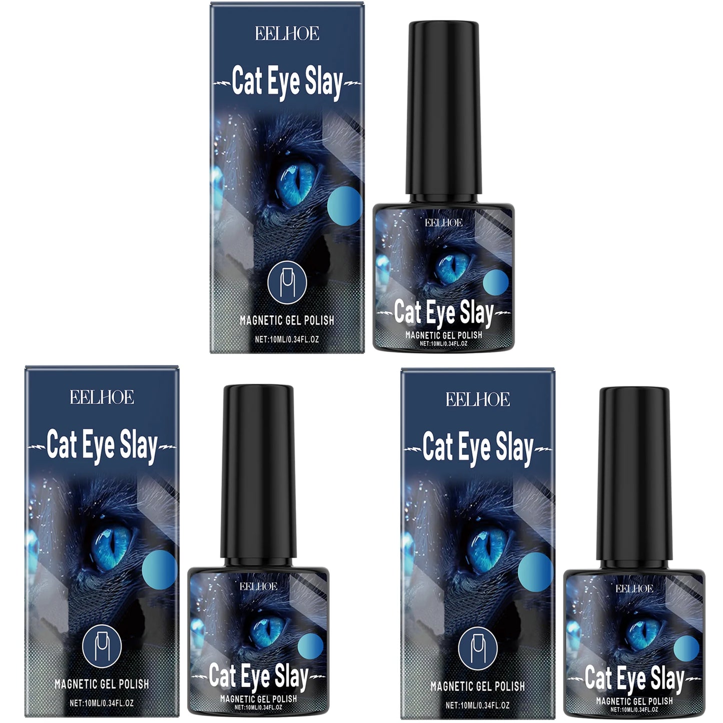 EELHOE Blue Black Magnetic Gel Nail Polish – Quick-Dry 10ml Magnetic Gel Nail Polish Peaceful Pleasures Health and Wellness 3 x 10ml Boxed