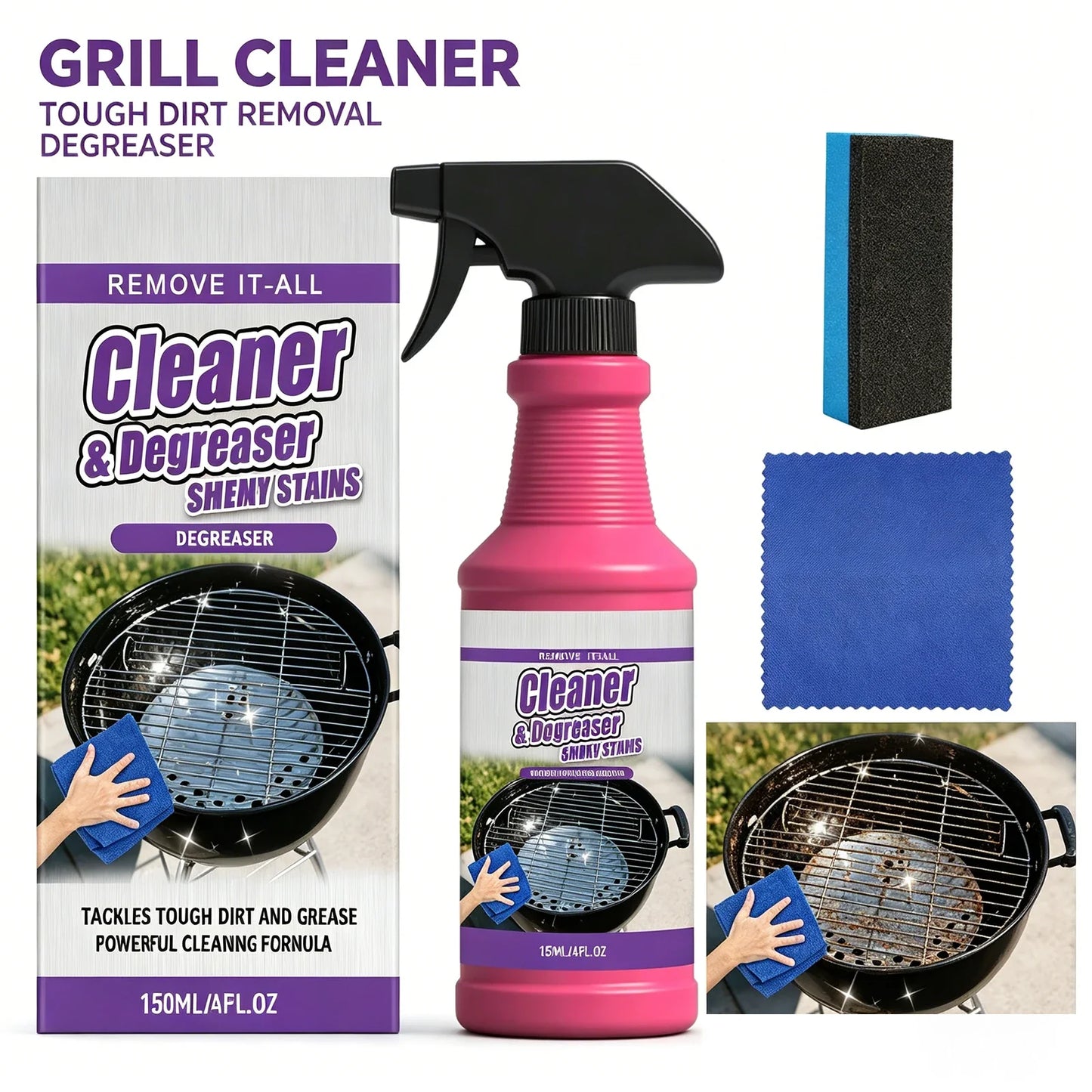 Heavy Duty BBQ Grill Cleaner Spray – Grease & Stain Remover