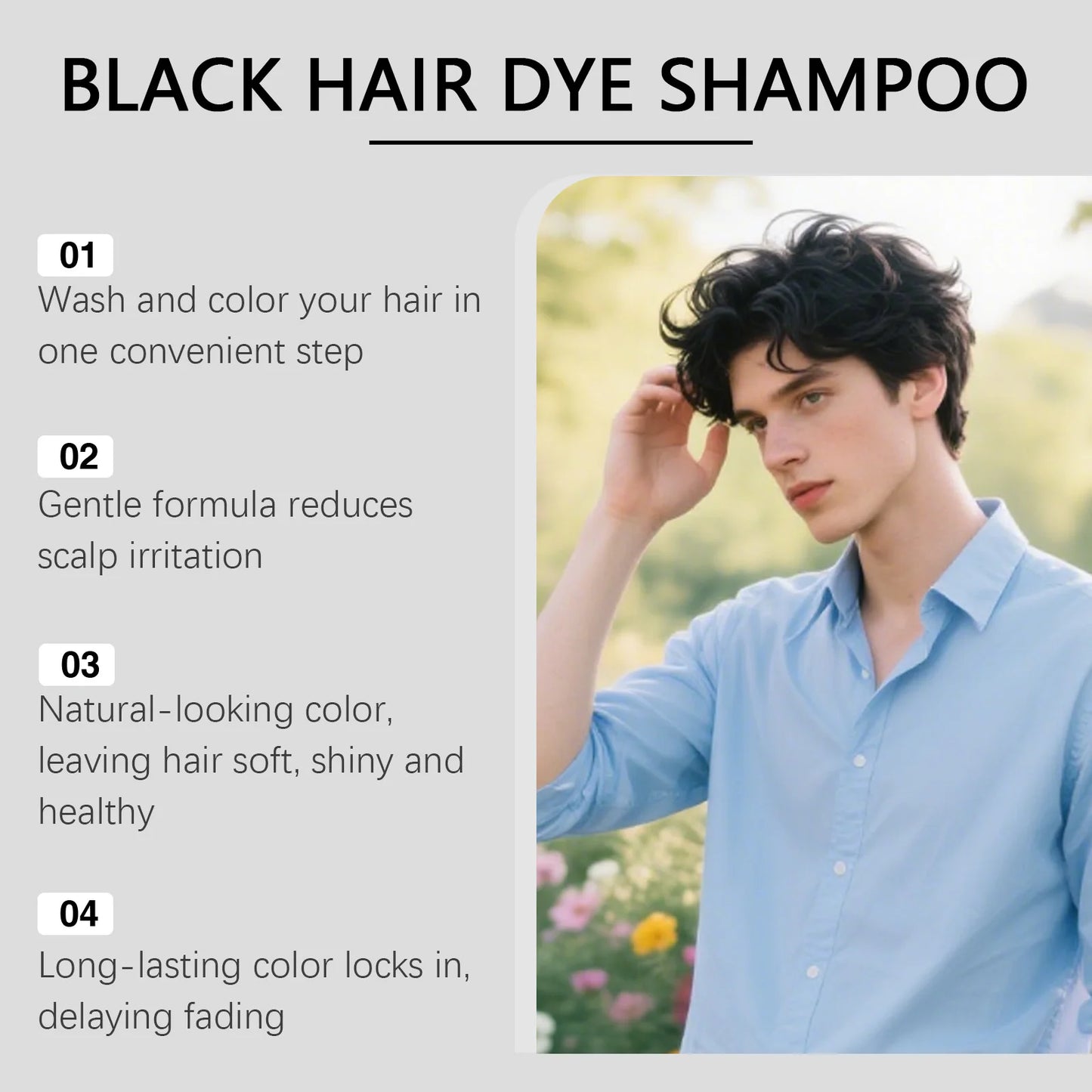 East Moon Black Men's Gray Coverage Hair Shampoo 100ml