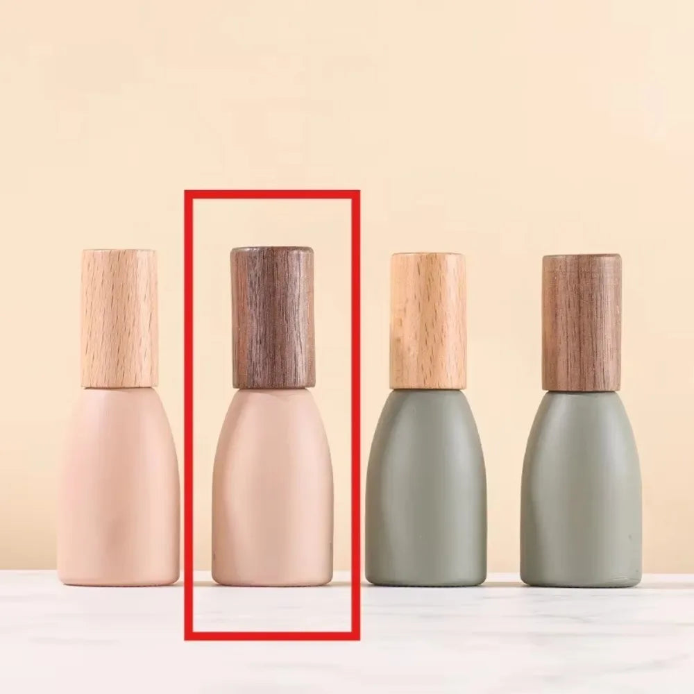 Portable Glass Perfume Bottle Empty Wood Lid Roll-on Bottle High Quality 10ml Essential Oil Roller Bottle Makeup Tool Peaceful Pleasures Health and Wellness Walnut pink