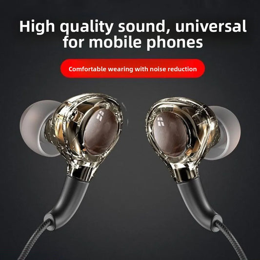Wired Earphones 3.5mm & Type-C Heavy Bass In-Ear Headset + Mic Wired In-Ear Earphones Peaceful Pleasures Health and Wellness