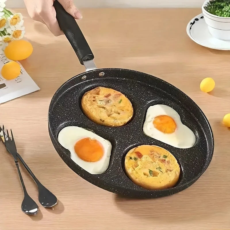 1pc Stainless Steel Non-Stick Skillet, Multi-Section Breakfast Pan with Burger & Egg Mold, Handle, Compatible with Gas Stove Peaceful Pleasures Health and Wellness